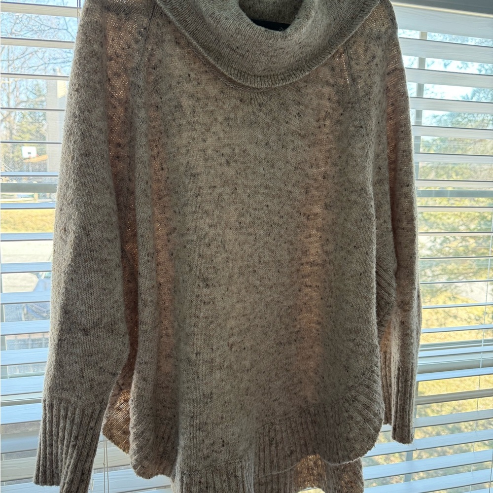 Leo & Nicole Heathered Cowl Neck Sweater - Tan